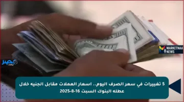 5 تغييرات في سعر الصرف اليوم.. أسعار العملات مقابل الجنيه خلال عطلة البنوك السبت 16-8-2025